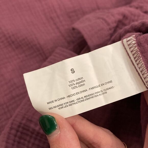 Anne Klein 100% cotton gauze Muslim purple button front long sleeve blouse small - Picture 6 of 8